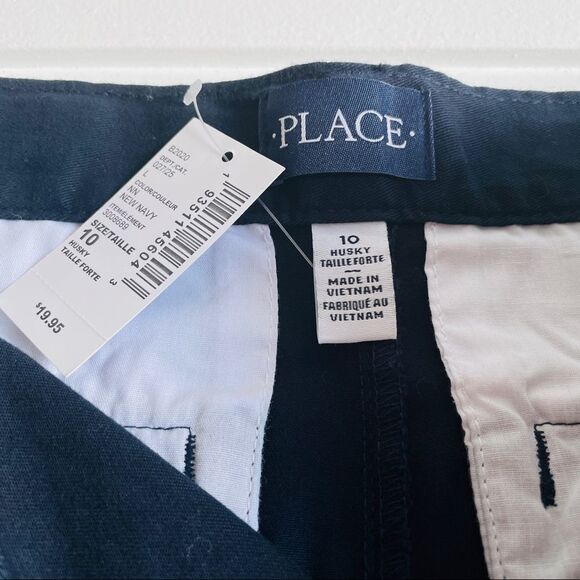 The Children's Place Boys Uniform Quick Dry Chino Shorts New Navy Size 10 Husky - Picture 5 of 6